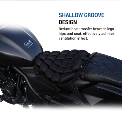 3D Motorcycle Air Seat Cushion, Pressure Relief Air Pad, Shock Absorbing Ventilation Motorcycle Air Seat Cover, Portable