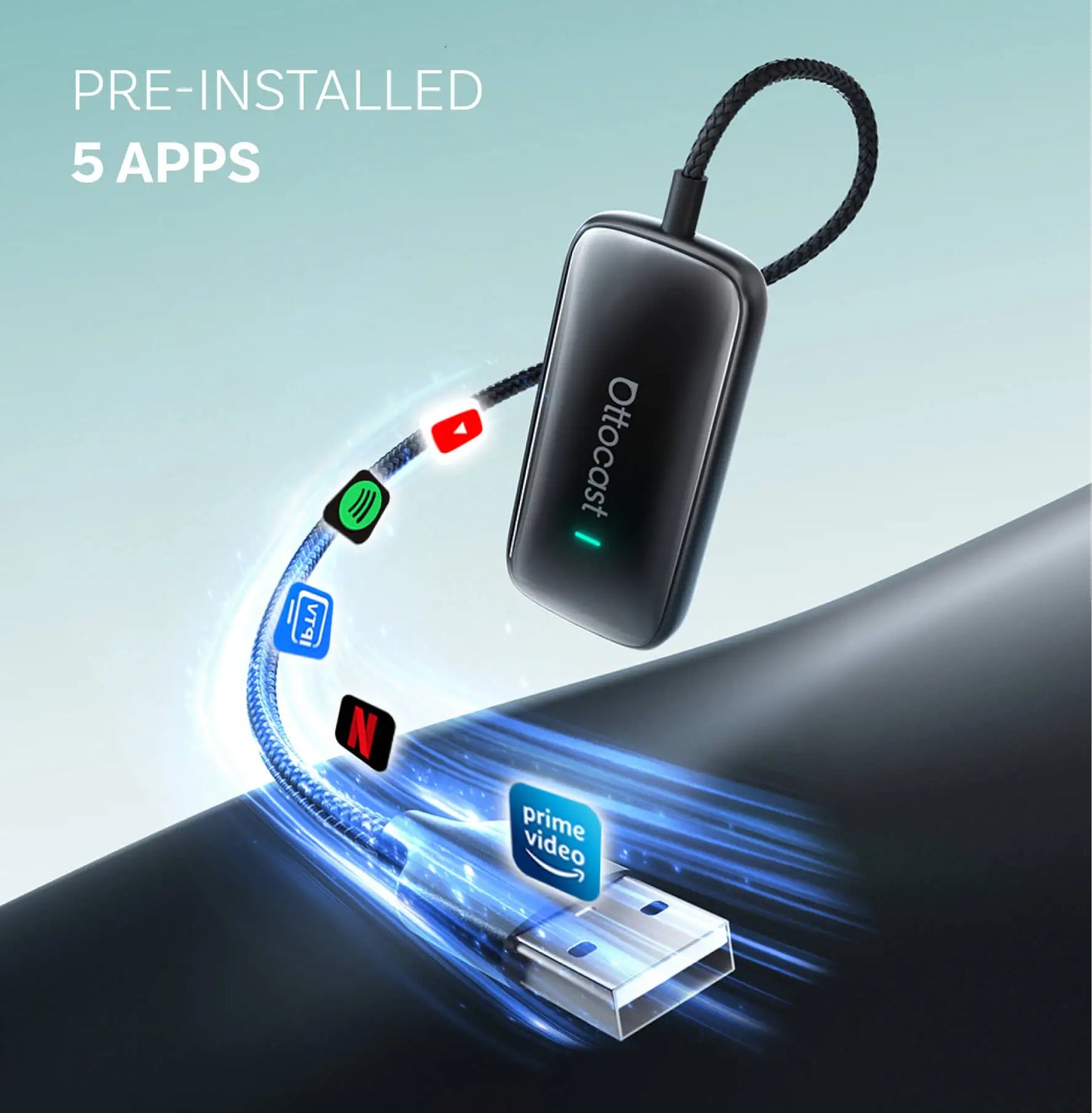 OTTOCAST Play2Video Ultra Wireless CarPlay Android Auto Adapter for Youtube Netflix Car Accessories for Benz Ford VW Kia Toyota