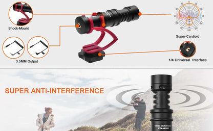 Comica CVM-VM10II Professional Shotgun Microphone with Shock Mount For iPhone,DSLR Camera,Android Smartphones Camera Microphone
