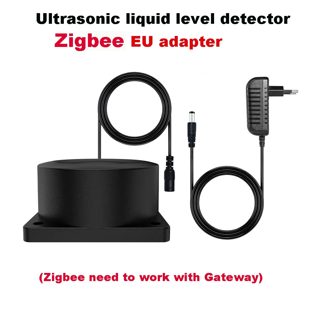 Zigbee or WiFi Liquid Level Sensor Tuya Ultrasonic 433MHz Remote Control Indoor/Outdoor Tank Level Monitor with APP Alarms