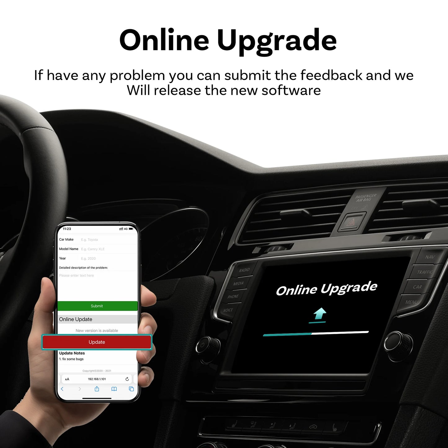 OTTOCAST Wired Wireless Android Auto CarPlay Mini Core Adapter Tiny Cube Dongle for Buick Cadillac Chevrolet Ford Hyundai Lada