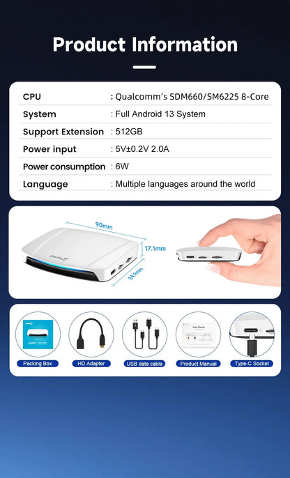 CarlinKit Wireless Carplay TV Box Smart 8+128G Android Auto AI Box  HDMI Output Android 13 Video Adapter For Youtube Kia IPTV