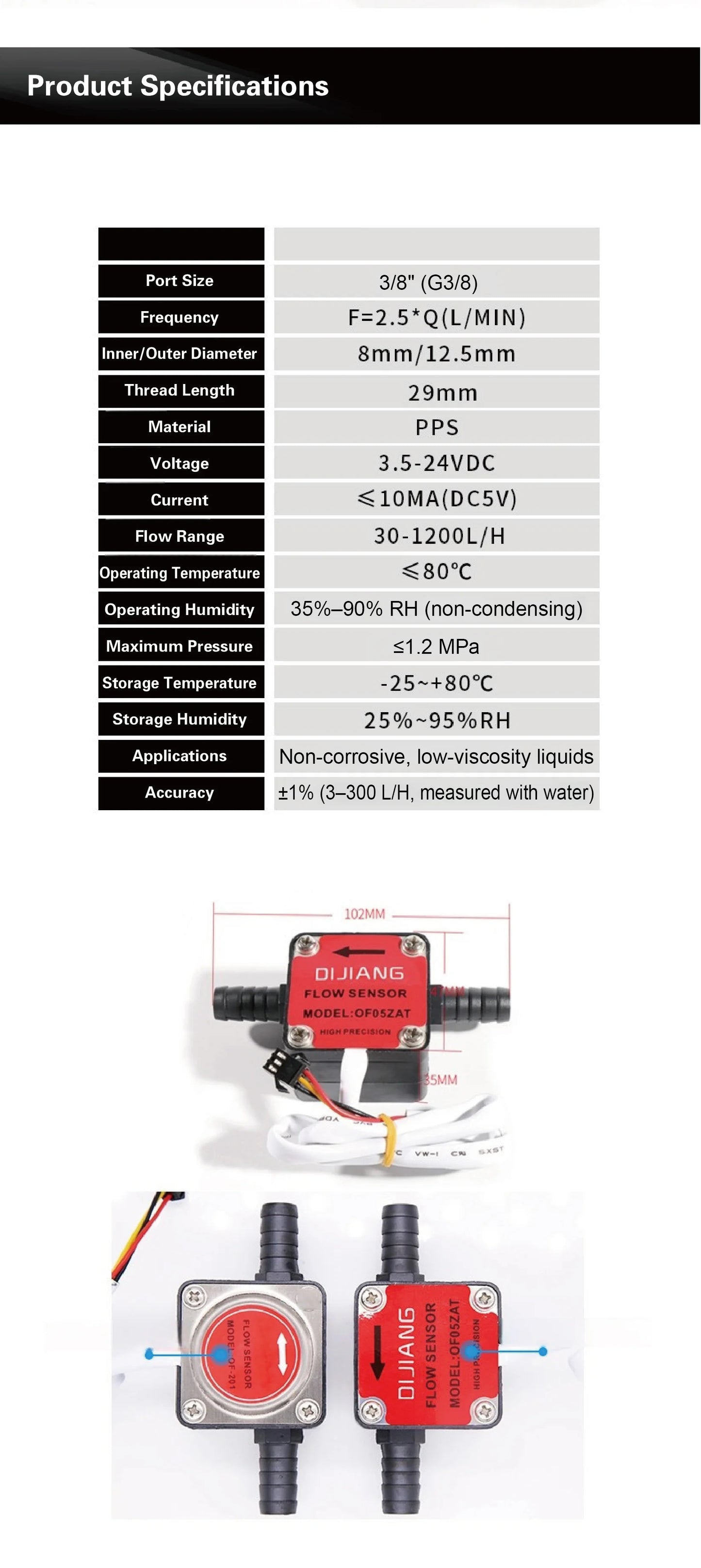 Liquid Flow Sensor G1/4 G1/2 G3/4 DC 3.5‑24V Pulse Gear Flow Meter 18‑3000L/H for Water Oil Milk Measurement