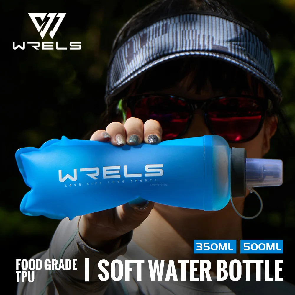 WRELS Soft Flask Folding Collapsible Water Bottle TPU BPA-Free for Running Running Hydration Bottles Water Bag Sports Flasks