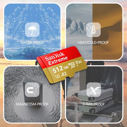 SanDisk V30 Extreme Micro SD Card A2 U3 4K 64GB 128GB 256GB 512GB 1T Memory Card Flash TF for Steam Deck Switch DJI Camera Phone