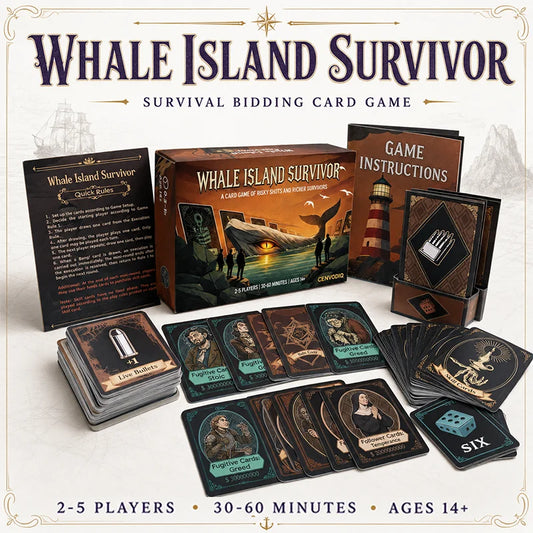Whale Island Survivor Card Game for 2-5 Players, Survival Strategy Adventure with Role Cards, Skill Choices, Ages 14+
