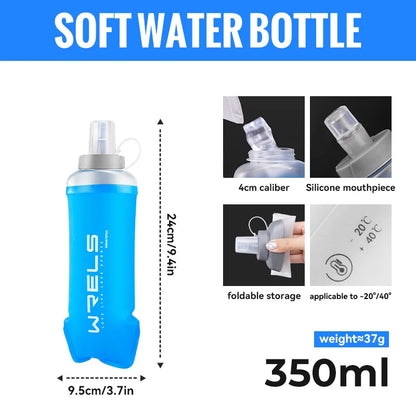 WRELS Soft Flask Folding Collapsible Water Bottle TPU BPA-Free for Running Running Hydration Bottles Water Bag Sports Flasks