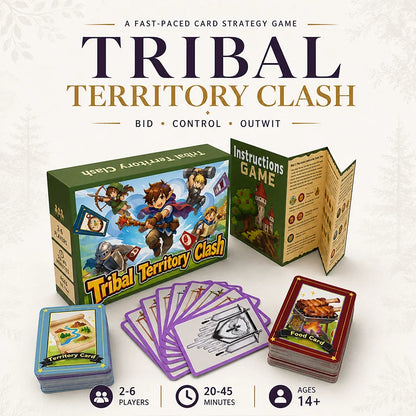 Resource Management Card Game for 2-6 Players, Territory Control Strategy Game with Secret Bids, Simultaneous Actions, Ages 14+