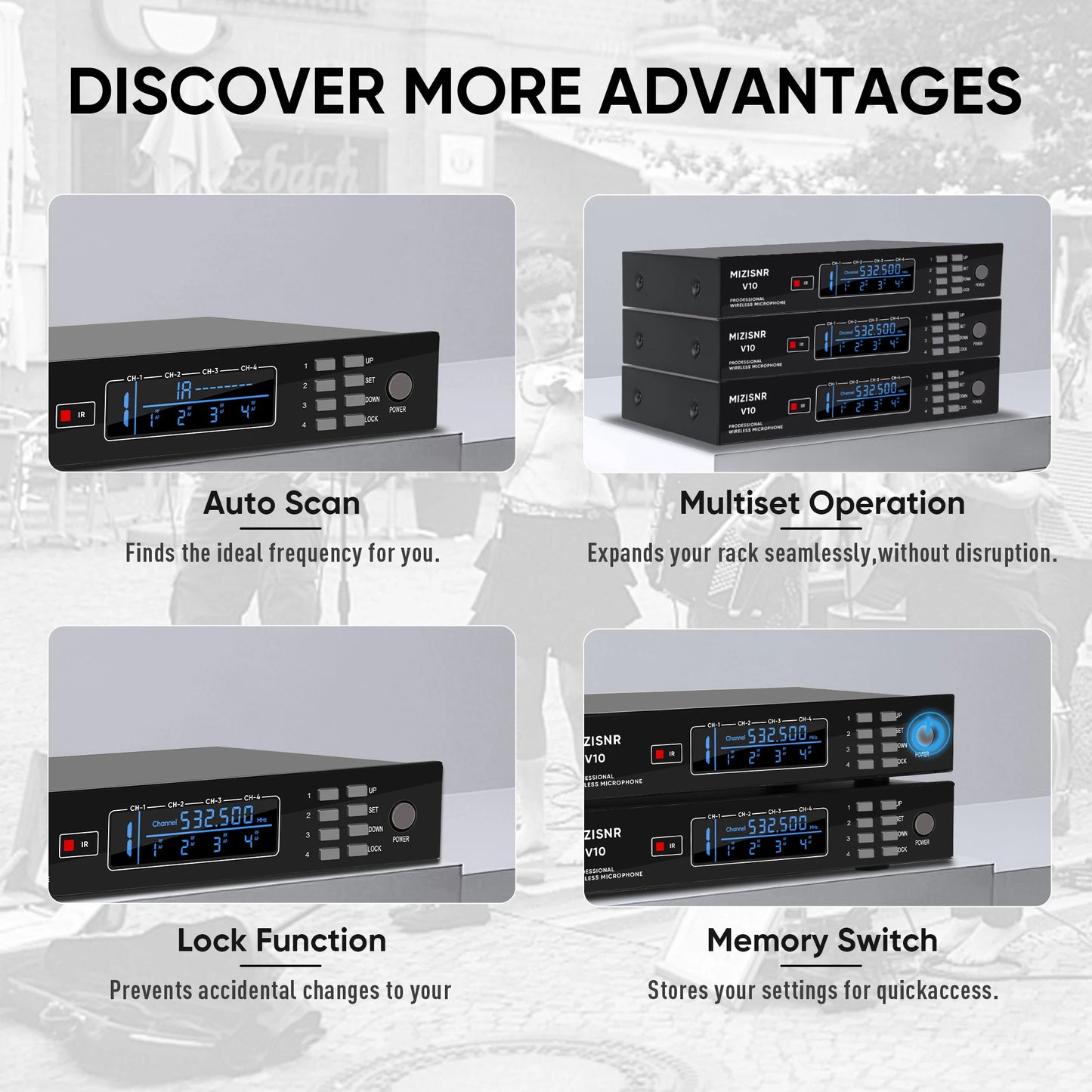 FULUODE V-10 4-channel professional wireless system with 4 handheld microphones