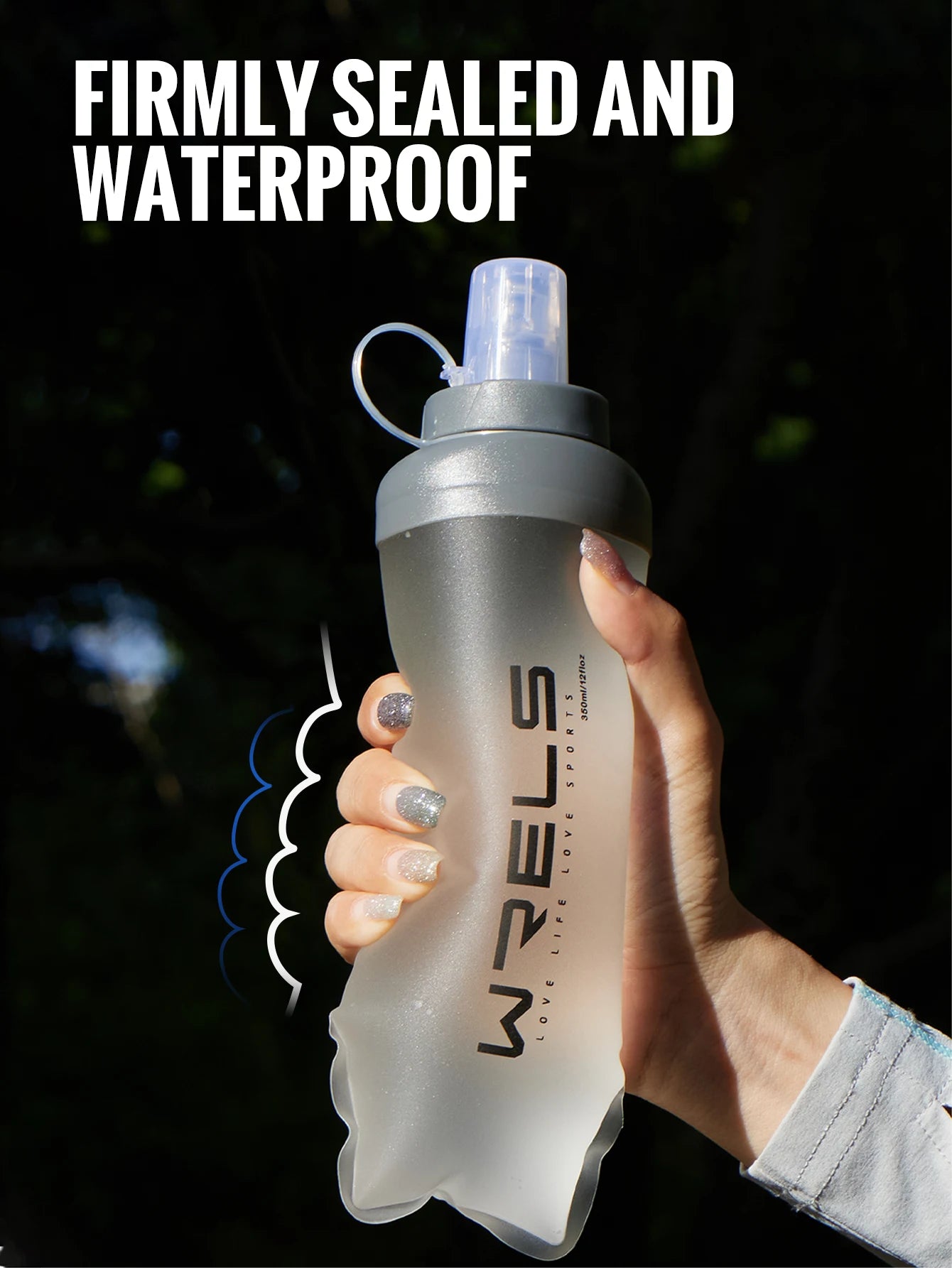 WRELS Soft Flask Folding Collapsible Water Bottle TPU BPA-Free for Running Running Hydration Bottles Water Bag Sports Flasks
