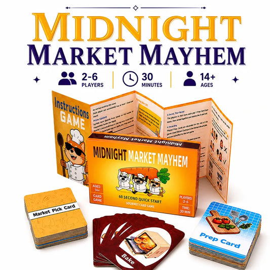 Trading Strategy Card Game for 2-6 Players, Food Theme Game with Open Trades, Secret Market Picks, Price Changes, Team Sets