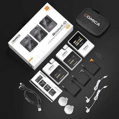 Comica BoomX-D 2.4G Wireless Microphone Dual-channel Lapel Microphone Condenser Lavalier Mic For PC Smartphone Camera Youtube