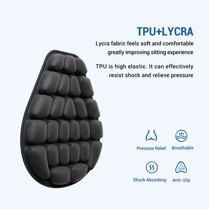 3D Motorcycle Air Seat Cushion, Pressure Relief Air Pad, Shock Absorbing Ventilation Motorcycle Air Seat Cover, Portable