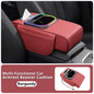 Car Armrest Cushion Center Console Storage Organizers Seat Cover Cup Holder Tissue Box Phone Slot Fast Charger Ambient LED Light