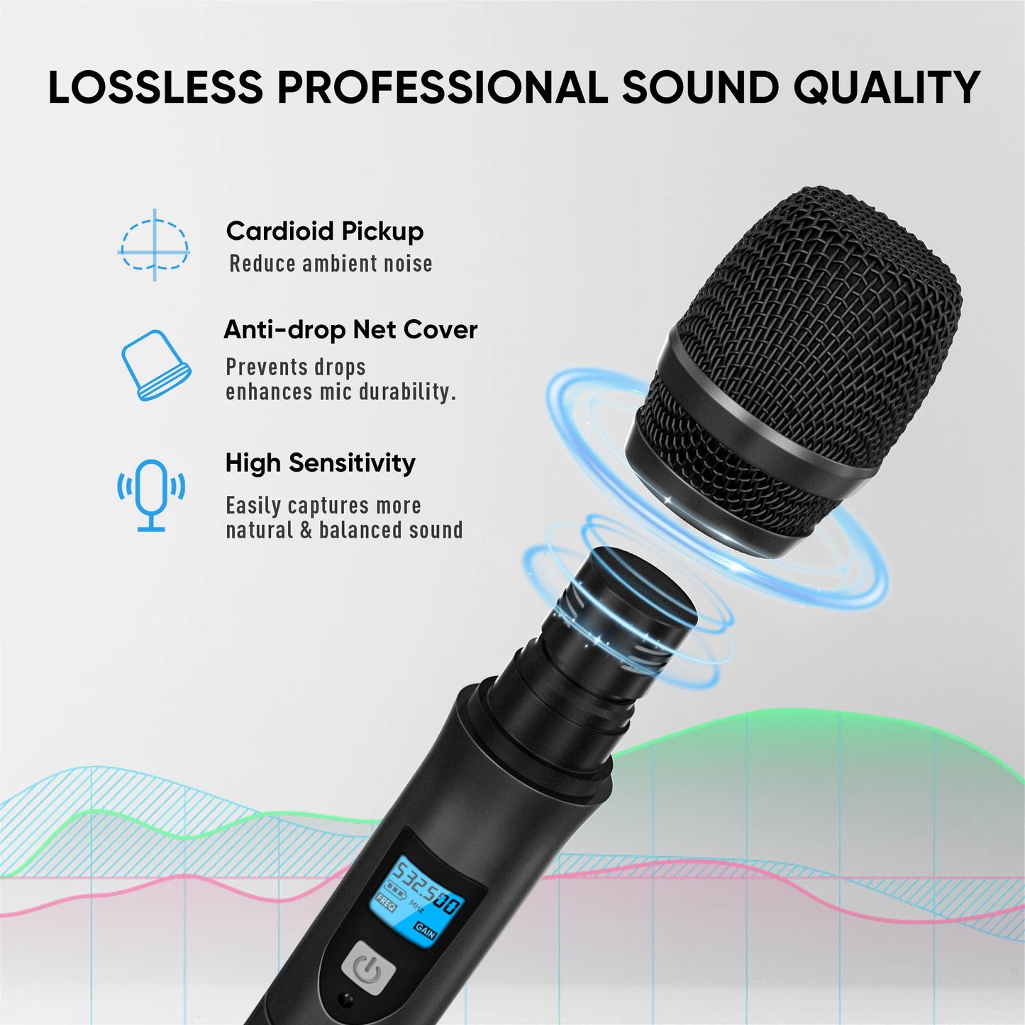 FULUODE V-10 4-channel professional wireless system with 4 handheld microphones