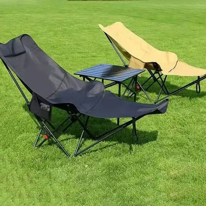 Outdoor Camping Folding Chair 4 Gear Adjustable Chair with Foot Support for Camping Fishing Travel Beach Outdoor Traveling Relax