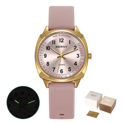 BERNY Women's Watches Nurse Watch Casual Simple Ladies Gold Quartz Watches Luminous Easy Read Waterproof Sport Women Wristwatch