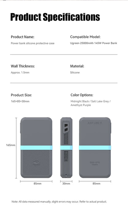 SIKAI Silicone Case for UGREEN 145W 25000mAh Power Bank  Shockproof Cover with Precise Cutouts