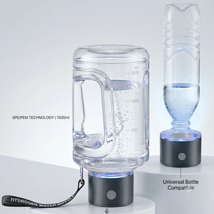 Hydrogen Water Bottle 1.5L Portable Hydrogen Rich Water Generator Large Capacity Sports Cup for Gym Outdoor Fitness