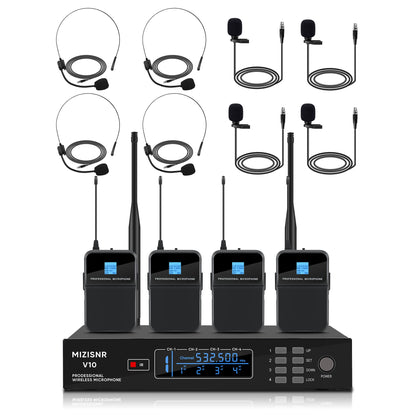 FULUODE V-10 4-channel professional wireless system with 4 handheld microphones
