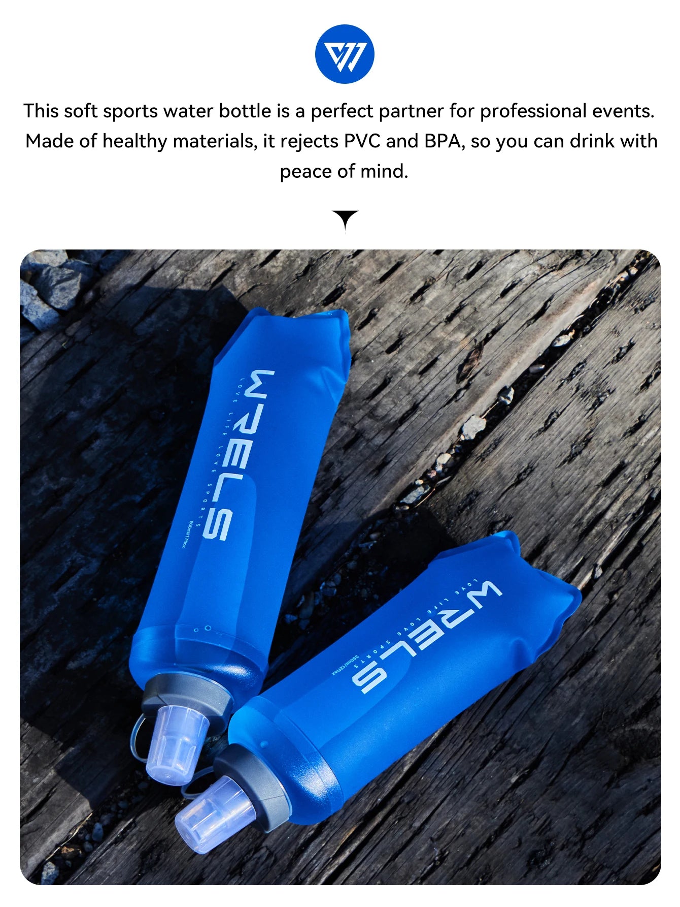 WRELS Soft Flask Folding Collapsible Water Bottle TPU BPA-Free for Running Running Hydration Bottles Water Bag Sports Flasks