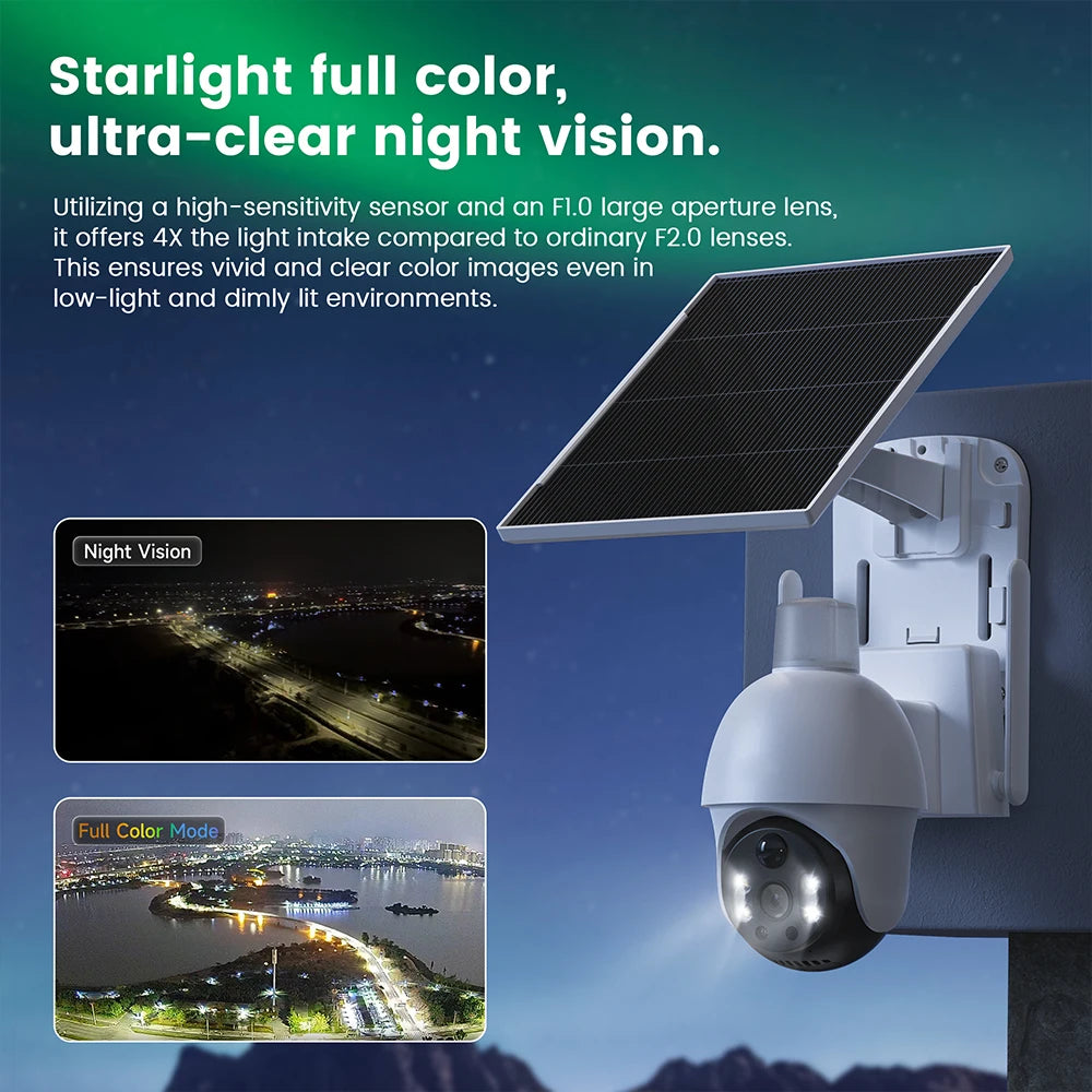 XIAOVV 4G Sim 6MP Solar Outdoor Cameras  PTZ Surveillance Outdoor Waterproof Security Cams Color Night Vision Smart Home