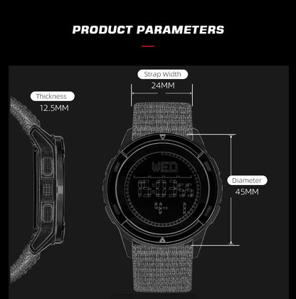 NORTH EDGE ALPS Men's Digital Carbon fiber Watch Shock Militray Sports Super Light Outdoor Compass Waterproof 50M Wristwatches