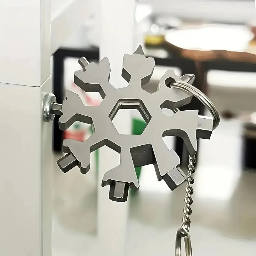 1-piece Set, Silver Snowflake Multifunctional Tool, Portable Wrench Bottle Opener and Other Maintenance Tools, Outdoor Camping