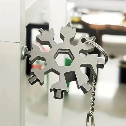 1-piece Set, Silver Snowflake Multifunctional Tool, Portable Wrench Bottle Opener and Other Maintenance Tools, Outdoor Camping