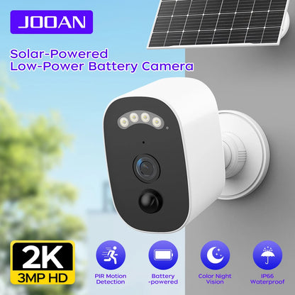 JOOAN 2K Solar Security Camera Outdoor 2.4G WiFi Human Detection IP Camera Waterproof Night Vision Solar Powered Battery Camera