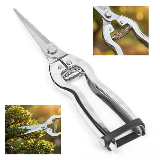 Gardening Shears Stainless Steel Pruning Shears Sharp Fruit Picking Scissors Spring Loaded Labor Saving Branch Trimmer Tool