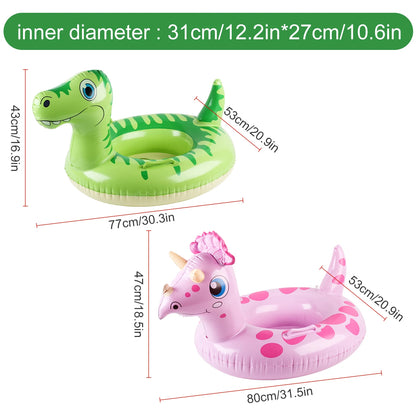 1PC Inflatable Animal Pool Float, Dinosaur Unicorn Swim Ring with Handle, Summer Water Toy Swimming Pool Accessories