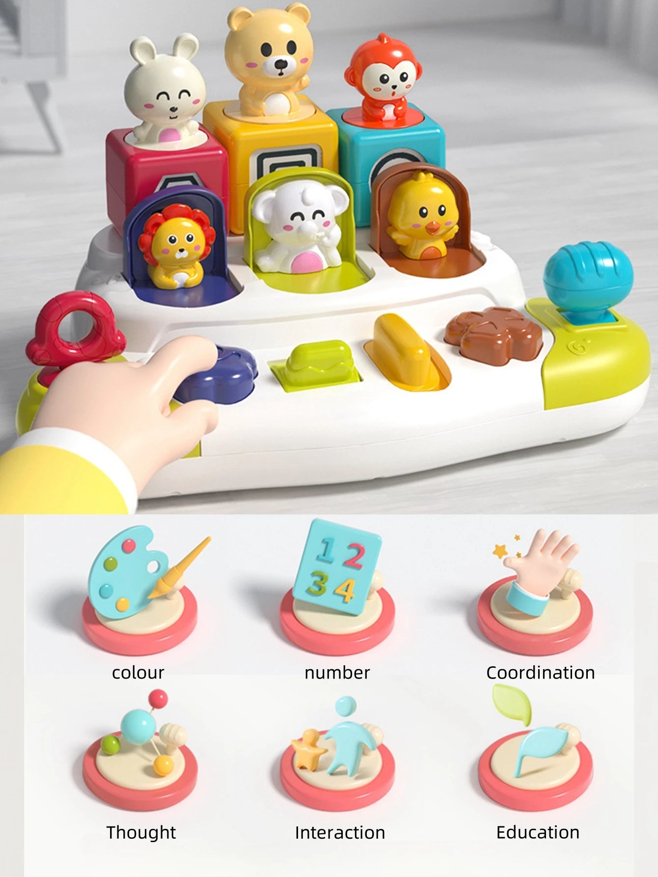 Toddler Toys, Baby Toy, Q Pet Machine Box, Early Education Puzzle and Cognitive Training Baby's Finger Flexibility Machine Box T