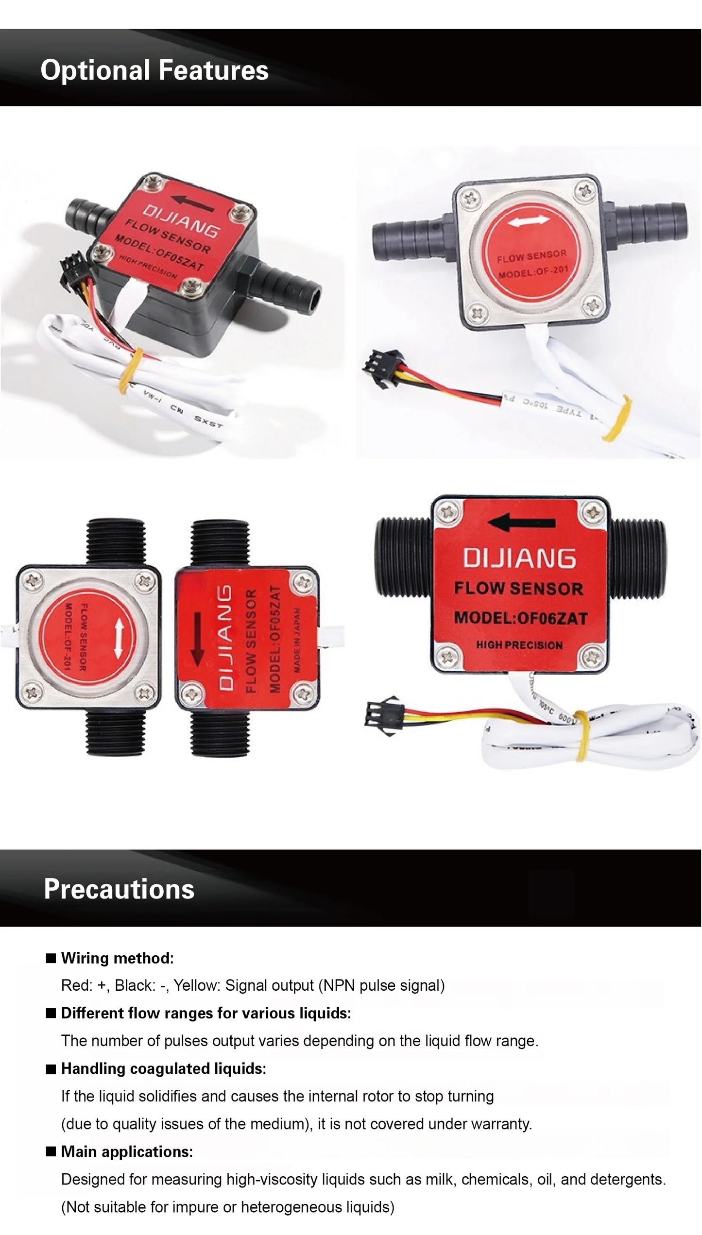 Liquid Flow Sensor G1/4 G1/2 G3/4 DC 3.5‑24V Pulse Gear Flow Meter 18‑3000L/H for Water Oil Milk Measurement