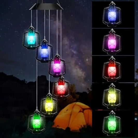 Solar-Powered Wind Chime Light: Vintage Waterproof Kerosene Lantern for Garden and Porch Decor