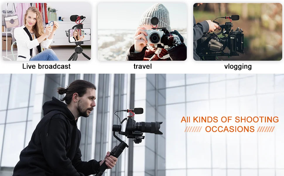 Comica CVM-VM10II Professional Shotgun Microphone with Shock Mount For iPhone,DSLR Camera,Android Smartphones Camera Microphone