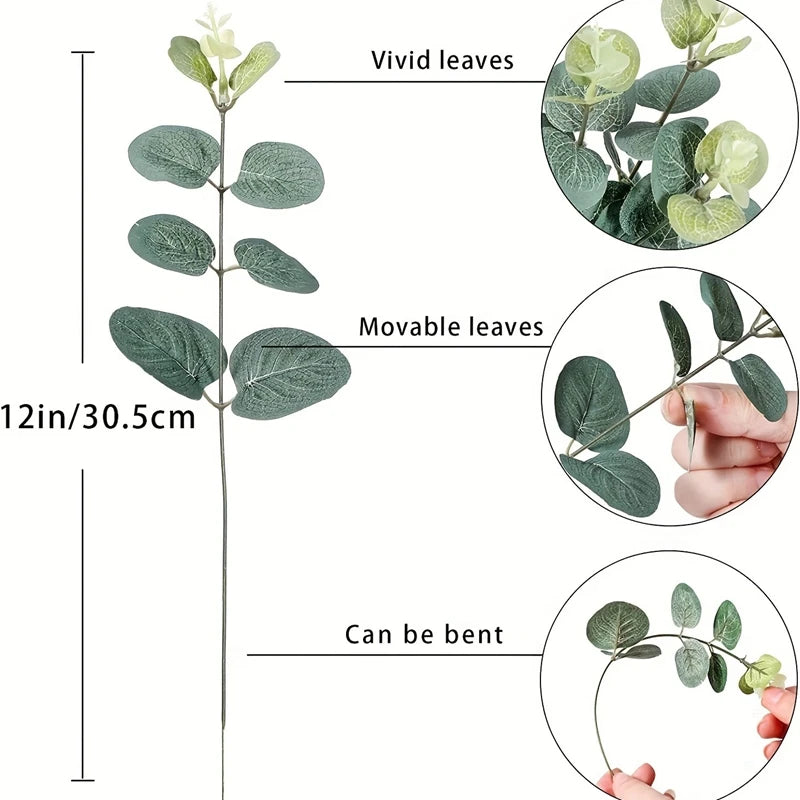 5/10/15Pcs Artificial Eucalyptus Flowers Bouquet Fake Plant Garden Wedding Decoration for Home Decor Bridal Garland Accessories