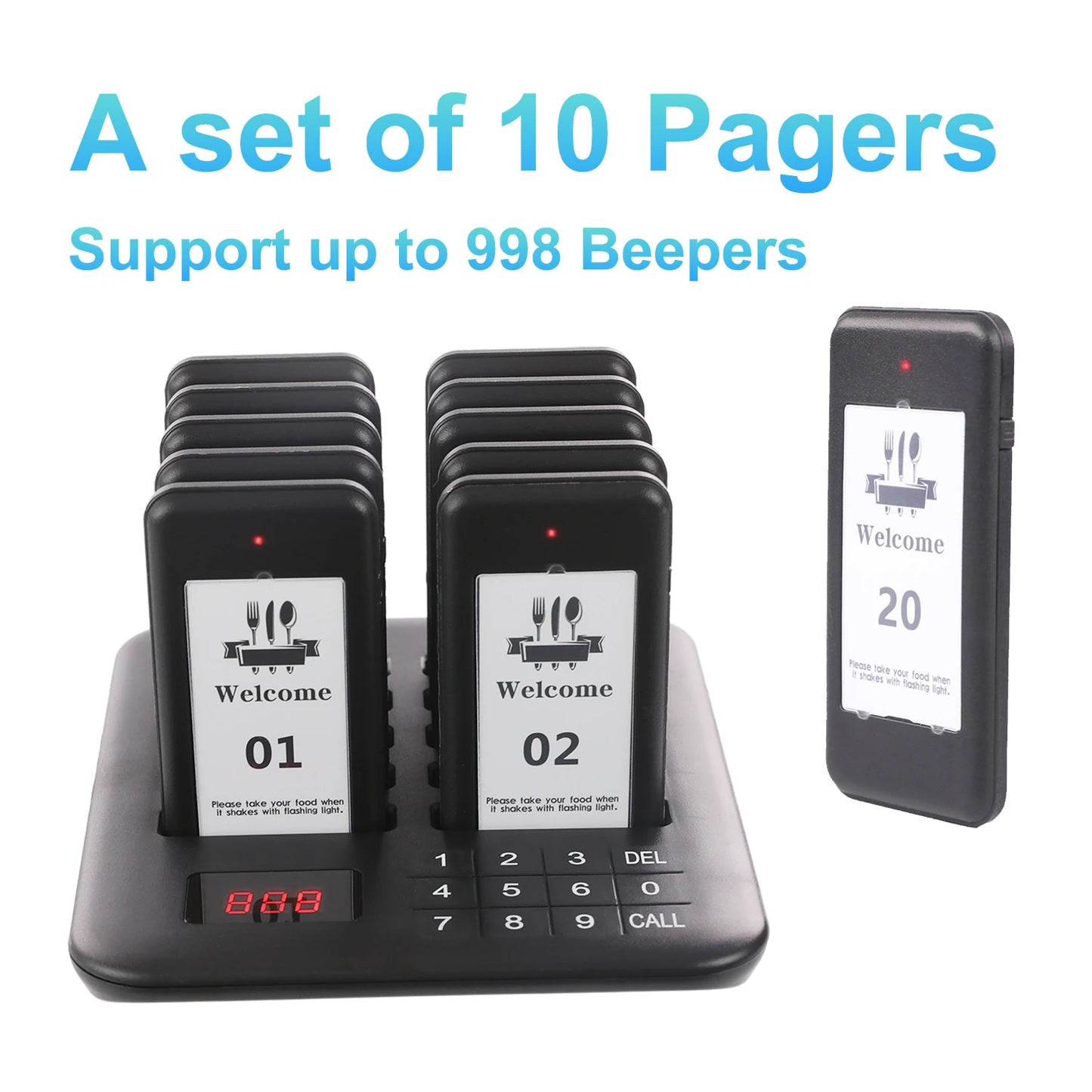 Wireless Restaurant Pager System Guest Customer Waiter Queue Calling Paging Beeper Pager Buzzer For Food Court Cafe  Beach Bar