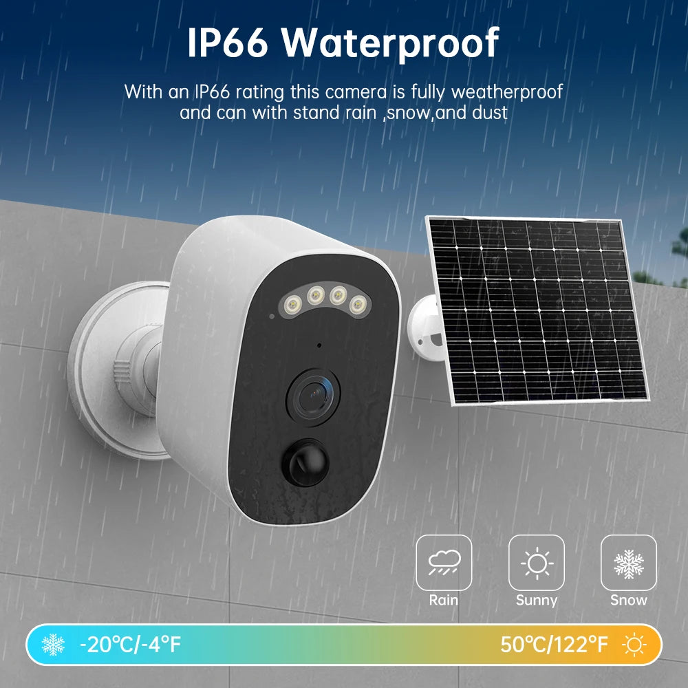 JOOAN 2K Solar Security Camera Outdoor 2.4G WiFi Human Detection IP Camera Waterproof Night Vision Solar Powered Battery Camera