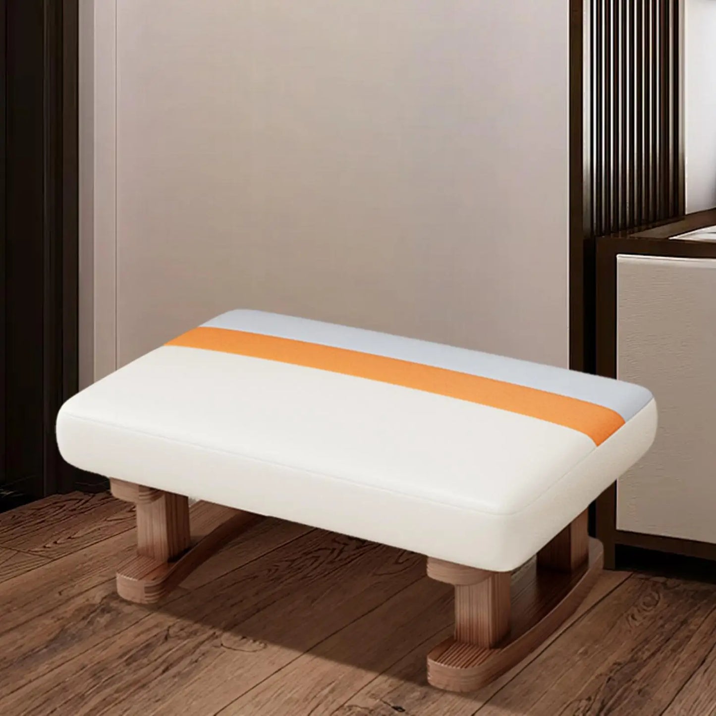 Small Stool Rectangle Footstool Padded Foot Stool Solid Wood Bench Low Ottoman For Living Bedroom Household Shoe Changing Stool