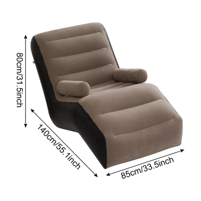 1PC S Shaped Inflatable Sofa Air Lounge Chair with Ergonomic Recliner Design Portable Air Couch for Living Room Patio