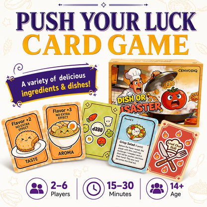 Food Strategy Card Game for 2-6 Players, Fast Party Game with Hidden Cards, Bidding Choices, Push Your Luck Reveals, Ages 14+
