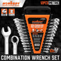 HORUSDY 12Pcs Metric Spanner Set Ring Open Ended Spanners CRV With Rack 8-19mm
