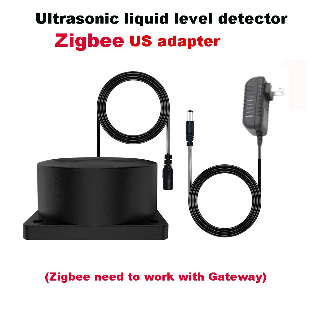 Zigbee or WiFi Liquid Level Sensor Tuya Ultrasonic 433MHz Remote Control Indoor/Outdoor Tank Level Monitor with APP Alarms