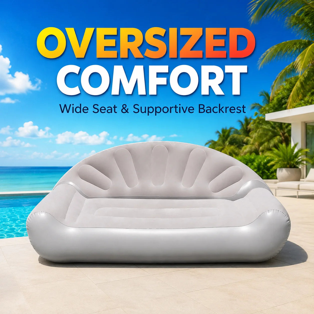 1PC Outdoor Inflatable Sofa, Air Couch Portable Lounge Chair Flocked Lazy Sofa Bed for Garden Patio Beach Camping