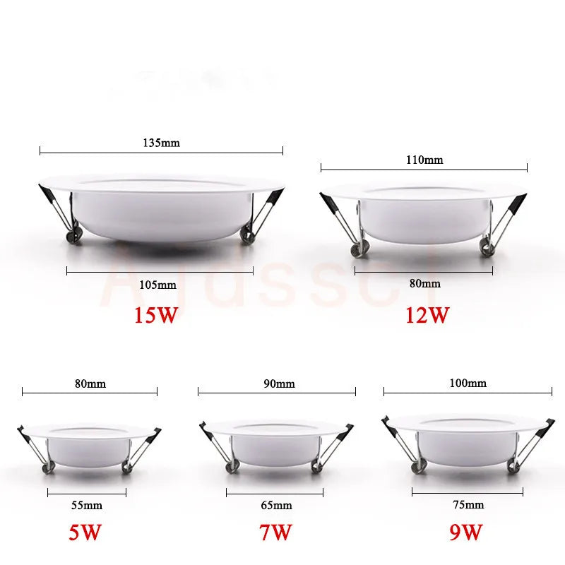 LED Downlight  10PCS Dimmable  220V 3-color dimming LED downlight  5W 7W 9W 12W 15W Recessed in LED Ceiling Downlight Light Lamp