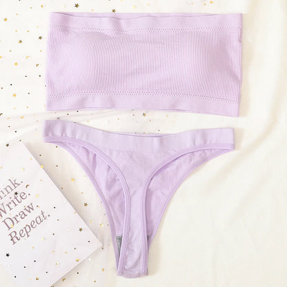 Women Strapless Bra And Panties Set Push Up Bra High Waist Thong  Seamless Underwear Sexy Tube Bra Female Sexy Lingerie Set