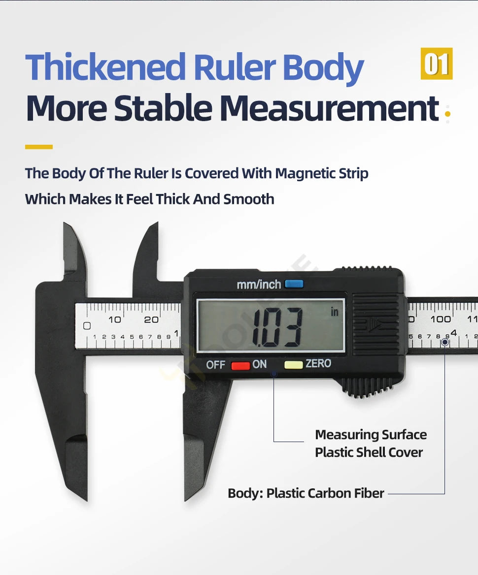 Digital Caliper Electronic Plastic Calipers Vernier Measuring Tools Carpentry Tool Ruler Large Screen Pachometer Digital Caliber