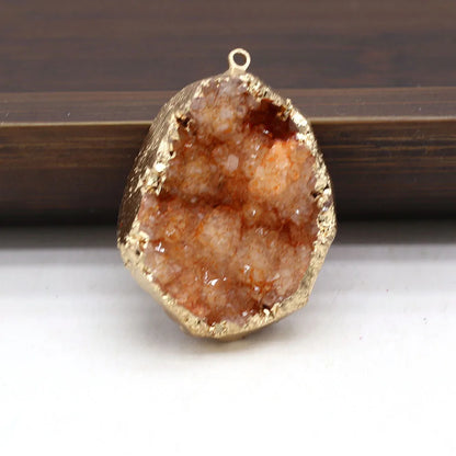 Natural Druzy Stone Pendant Plating Gilded Natural Agates Pendant for Women Jewerly DIY Necklace Bracelet Accessories Making