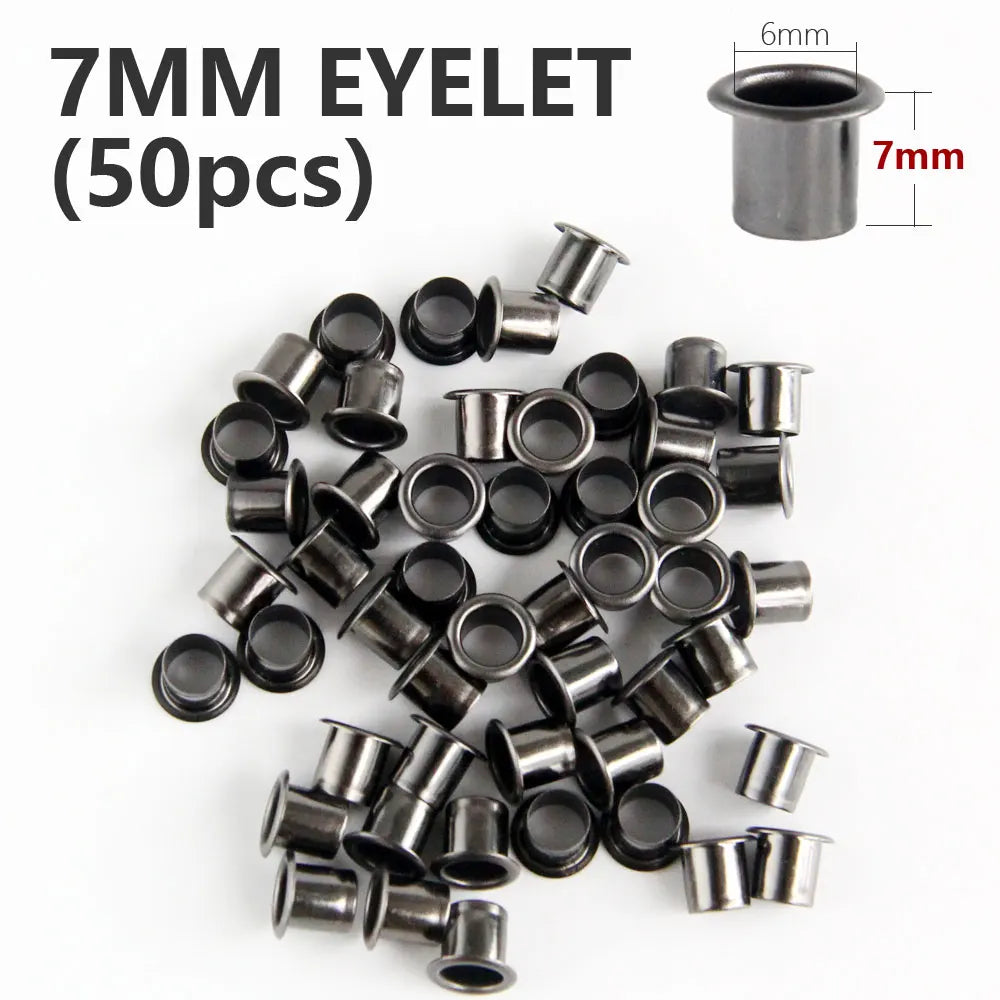 Eyelet Hole Punch Tool Kit  with 50 eyelets 6mm 7mm Gunmetal Finish for DIY Kydex Sheath Kydex Eyelet